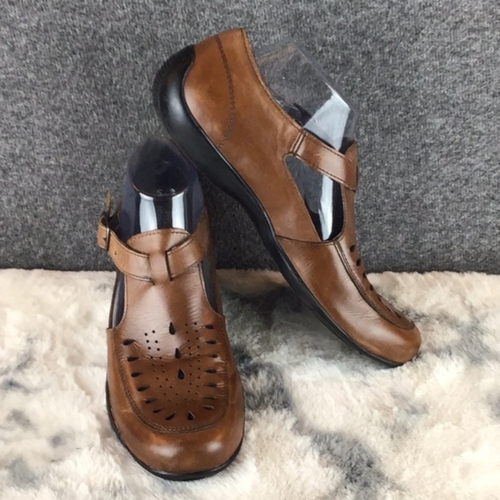 Ros Hommerson Fisherman Style Brown Leather Maryjane Slip On Comfort Shoes